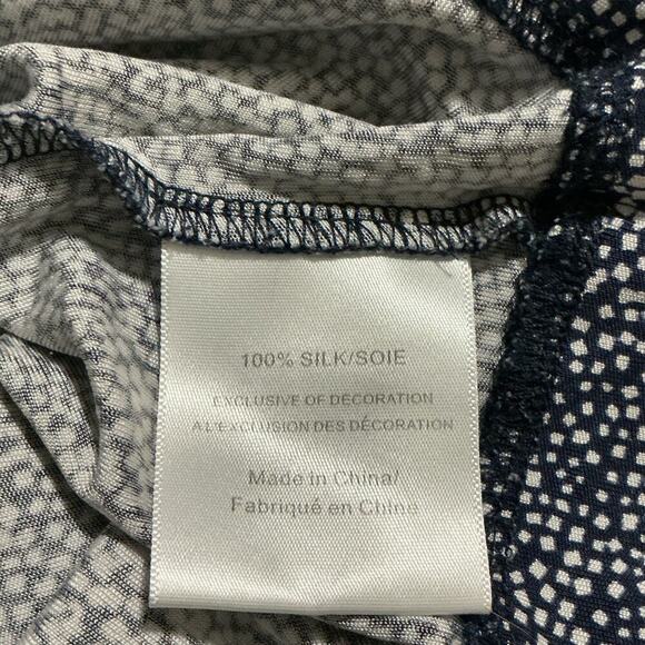 Tory Burch XL Navy White Silk Embellished Tunic Blouse Rhinestone Beaded - Picture 5 of 7